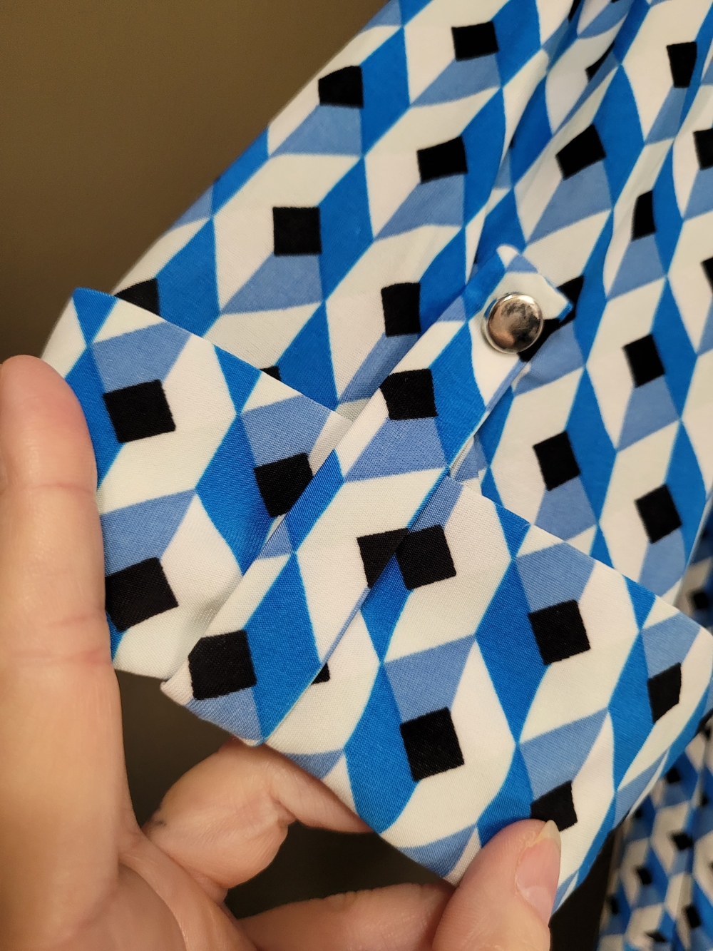Cocomo Blue & White Geometric Print Tunic Blouse - Picture 3 of 9